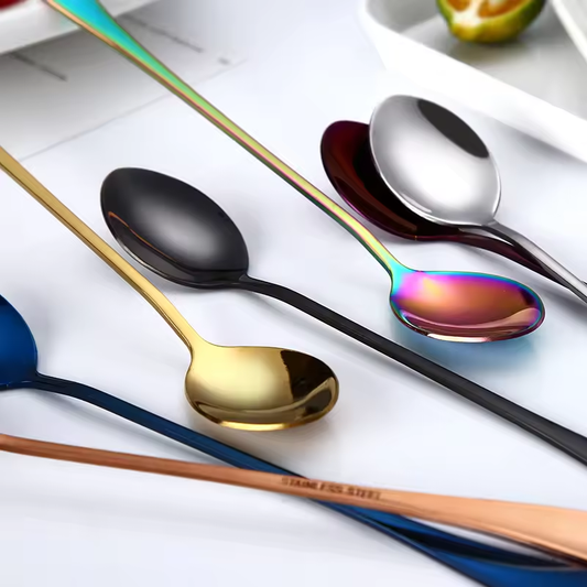Long Spoon - 2 shapes - 4 colors - Coffee, Tea, Ice cream
