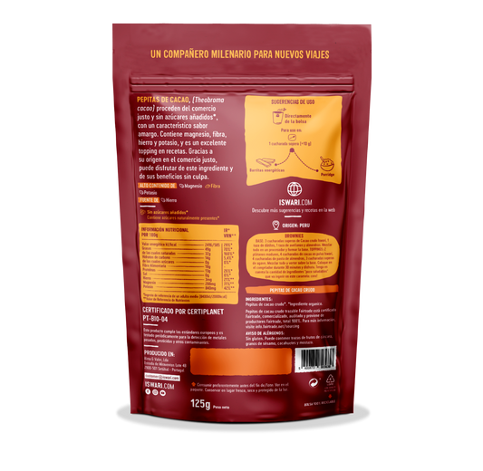 Nibs de cacau cru biológico Iswari 125 g