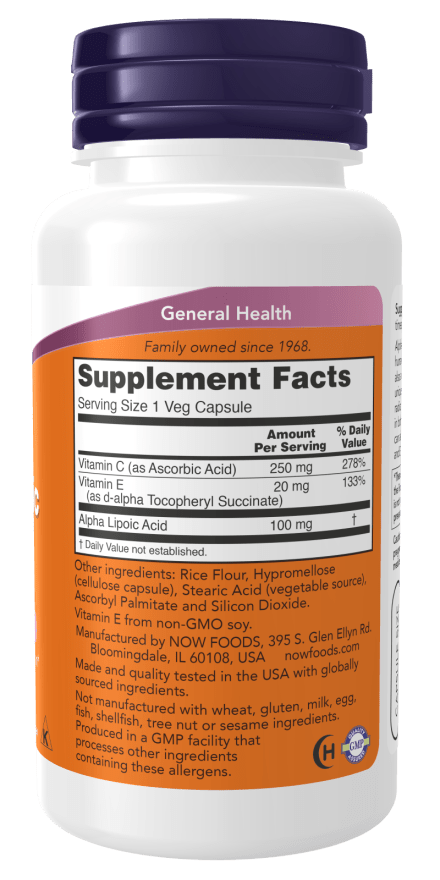 Alpha Lipoic Acid with Vitamins C & E, 100mg - Veg Capsules - Só Verde