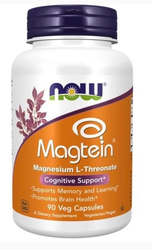 Magnesium L-Threonate NOW - 90 Veg Capsules - Só Verde
