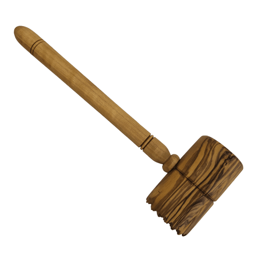 Round Meat Tenderizer Handmade Olive Wood Meat Hammer - Só Verde