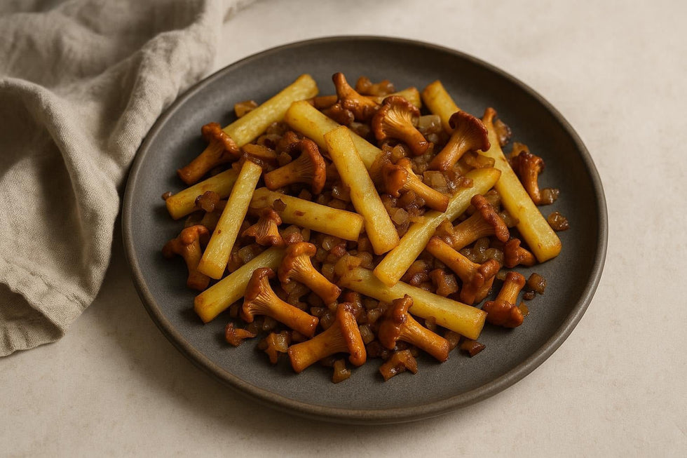 Fried Potatoes with Chanterelles - Só Verde