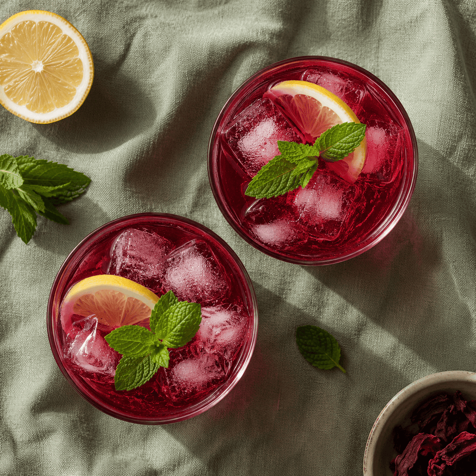 Iced Hibiscus Berry Tea Lemonade - Só Verde