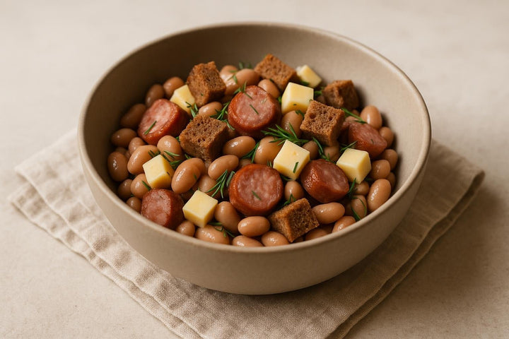 Salad with Croutons, Beans and Sausage - Só Verde