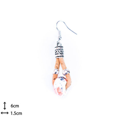 Cork and ceramic beads handmade earring ER-151-MIX-5