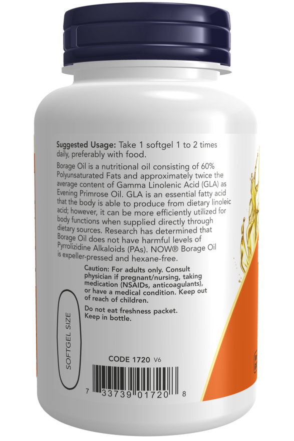 Óleo de Borragem 1000 mg Cápsulas gelatinosas
