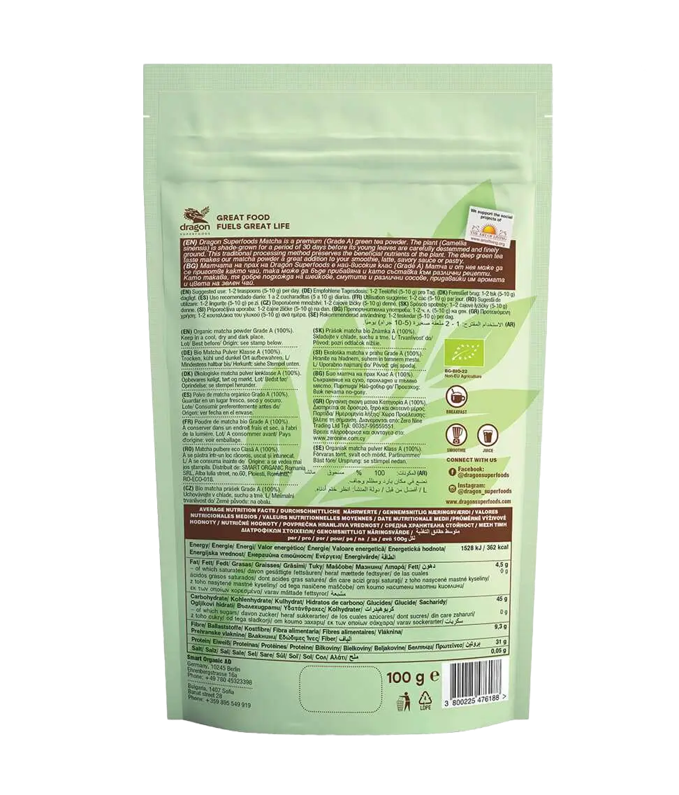 Pó de Matcha Biológico Grau A 100g