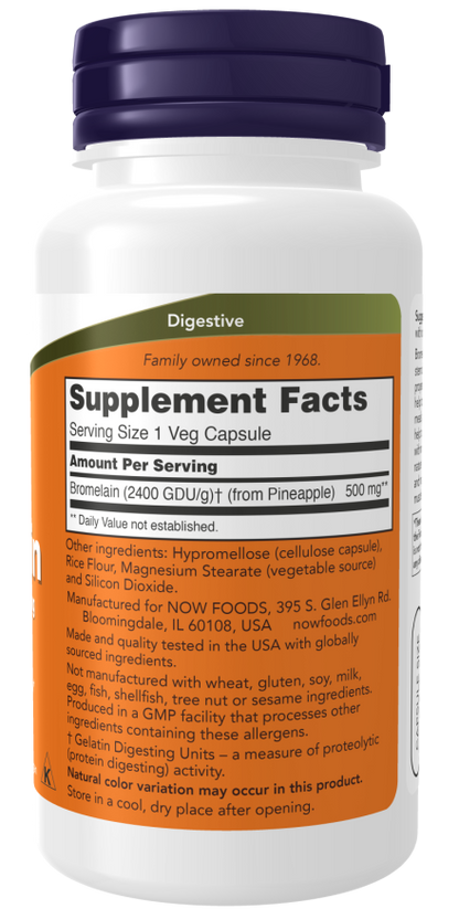 Cápsulas vegetais de bromelaína 500 mg