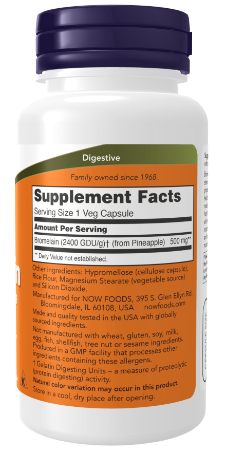 Cápsulas vegetais de bromelaína 500 mg