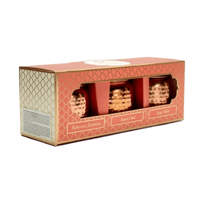 3-Scented Candle Set Copper with Lid Vata-Pitta-Kapha - Só Verde