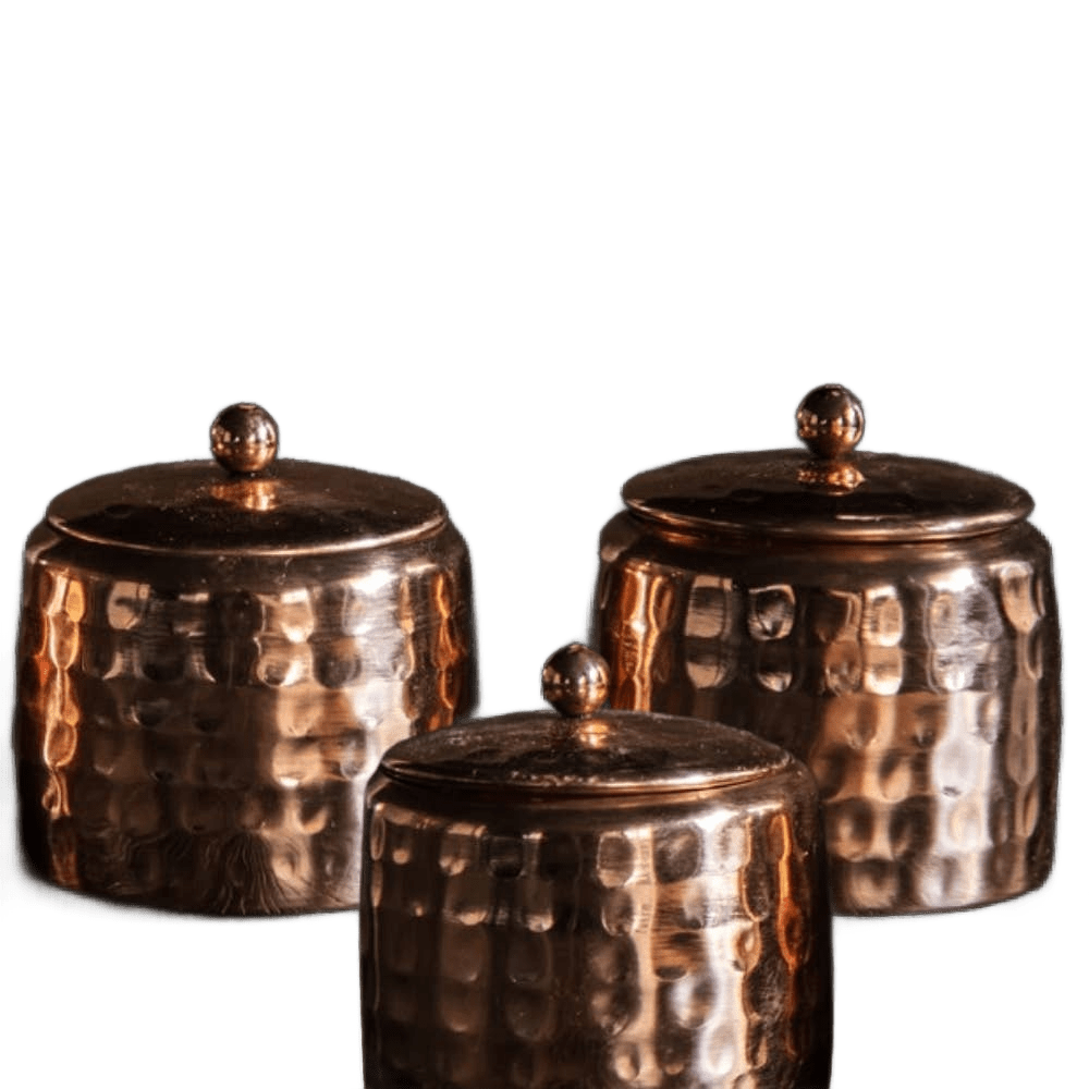 3-Scented Candle Set Copper with Lid Vata-Pitta-Kapha - Só Verde