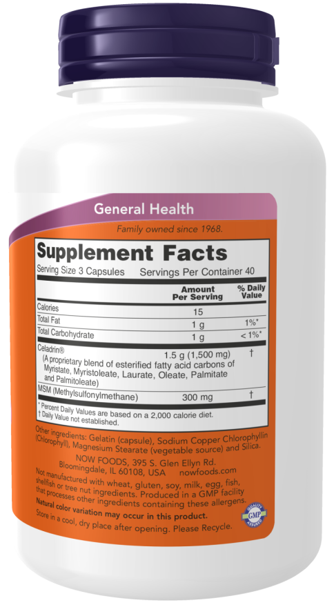 Cápsulas de Celadrin® e MSM 500 mg