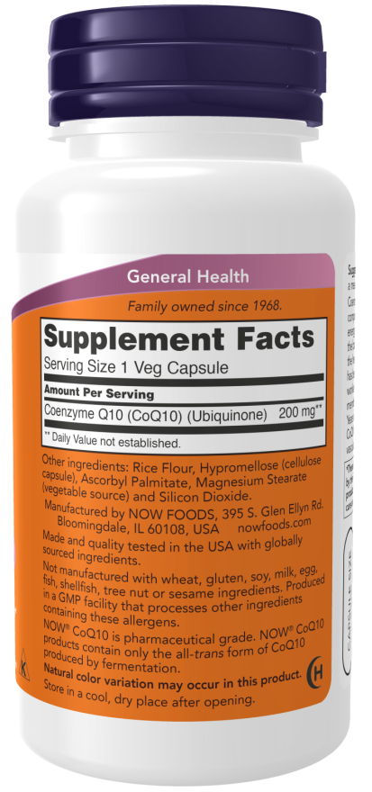 Cápsulas vegetais de CoQ10 200 mg