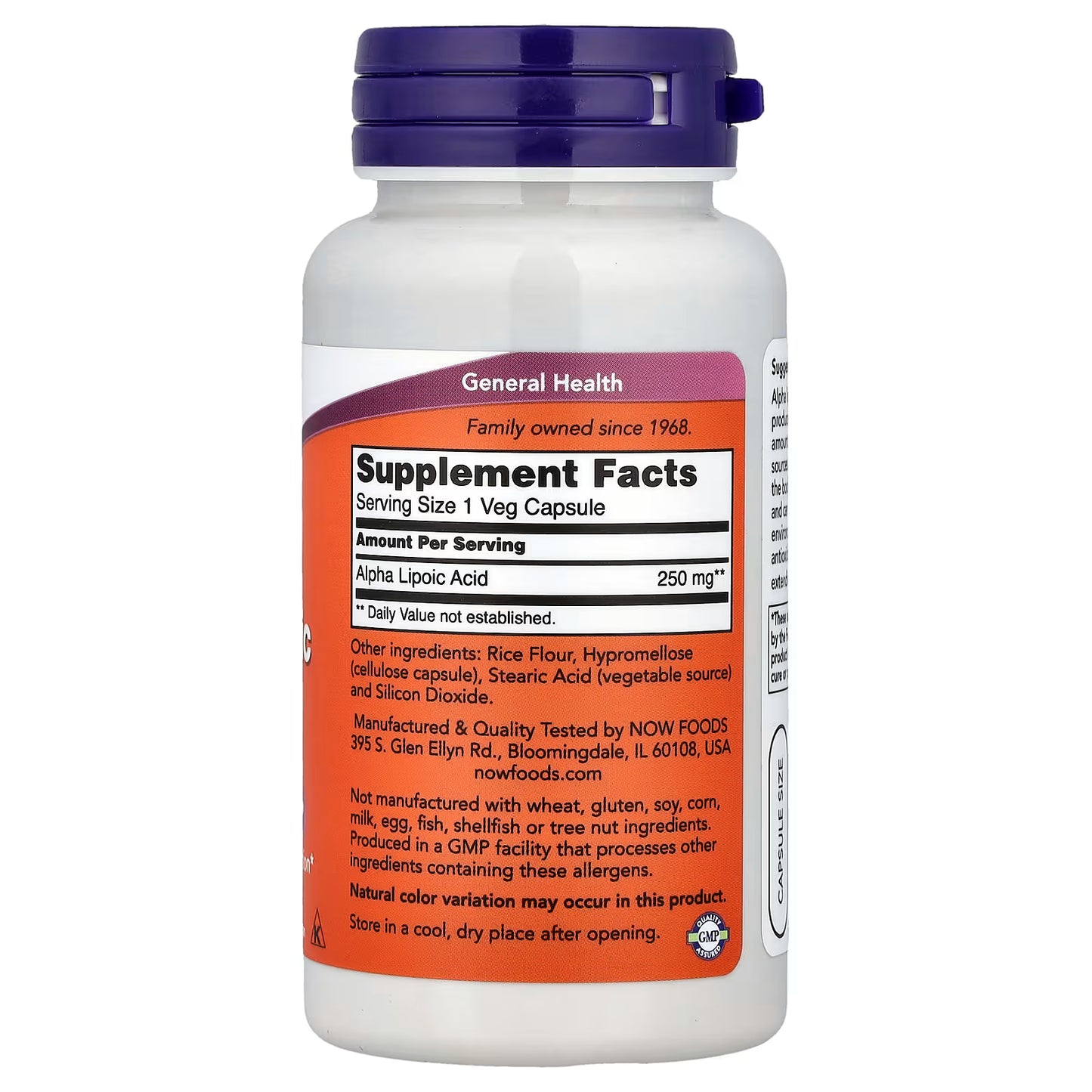 Ácido Alfa-Lipóico, 250mg - Cápsulas Vegetarianas
