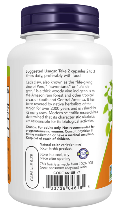 Cápsulas vegetais de unha-de-gato 500 mg