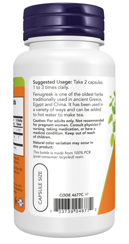 Cápsulas vegetais de feno-grego 500 mg