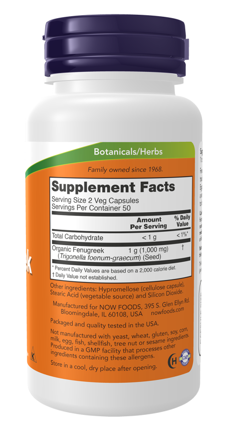 Cápsulas vegetais de feno-grego 500 mg