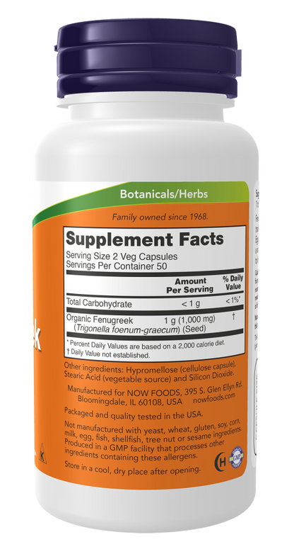 Cápsulas vegetais de feno-grego 500 mg
