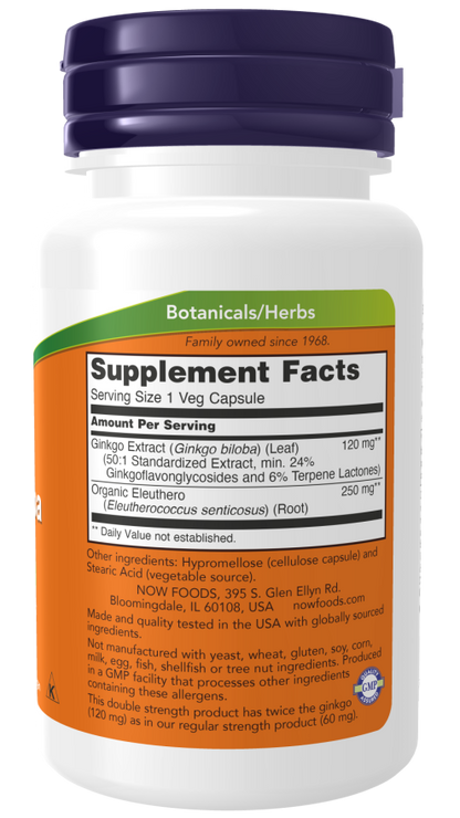 Ginkgo Biloba, Cápsulas Vegetais de Dupla Potência 120 mg