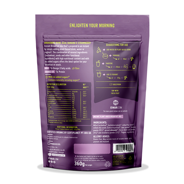 Iswari Pequeno Buda Café da Manhã – Açaí, Banana e Morango 360 G