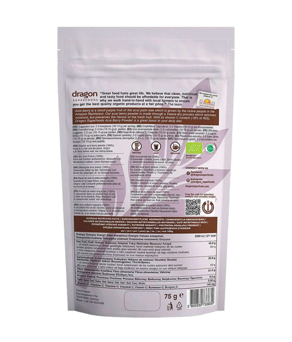 Açaí em pó biológico liofilizado, 75g