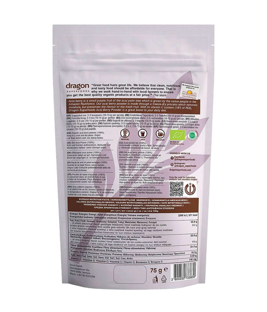 Açaí em pó biológico liofilizado, 75g