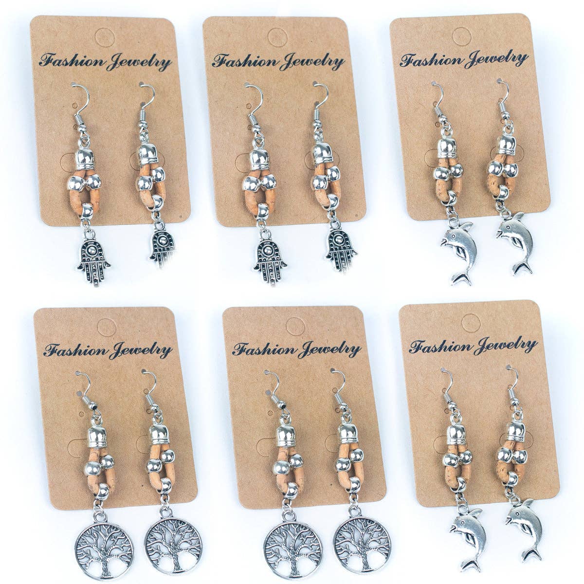 Color cork handmade earrings-ER-165-MIX-6