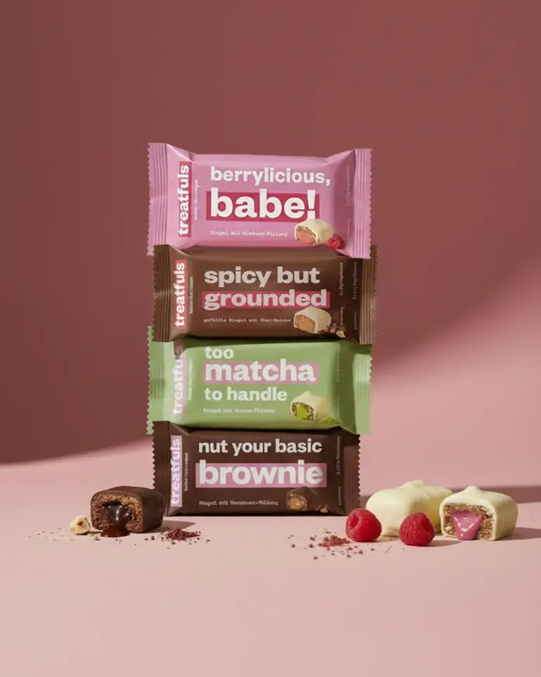 Dark chocolate brownie bar with filling organic + vegan