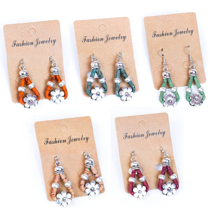 Cork and flower accessories handmade earring ER-170-MIX-5
