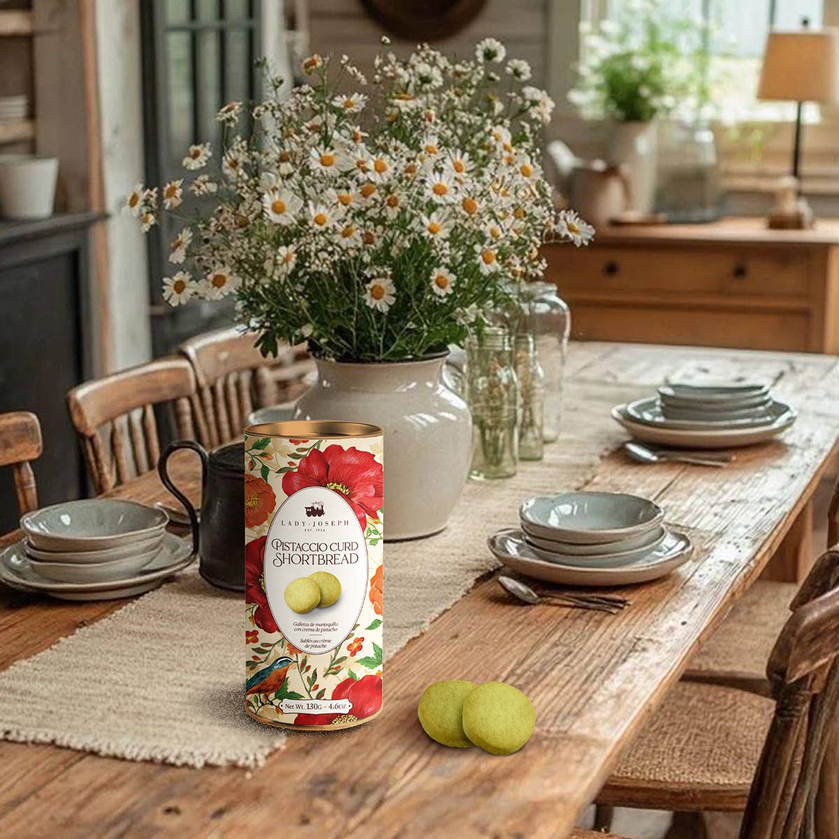 Biscoitos amanteigados com creme de pistácio