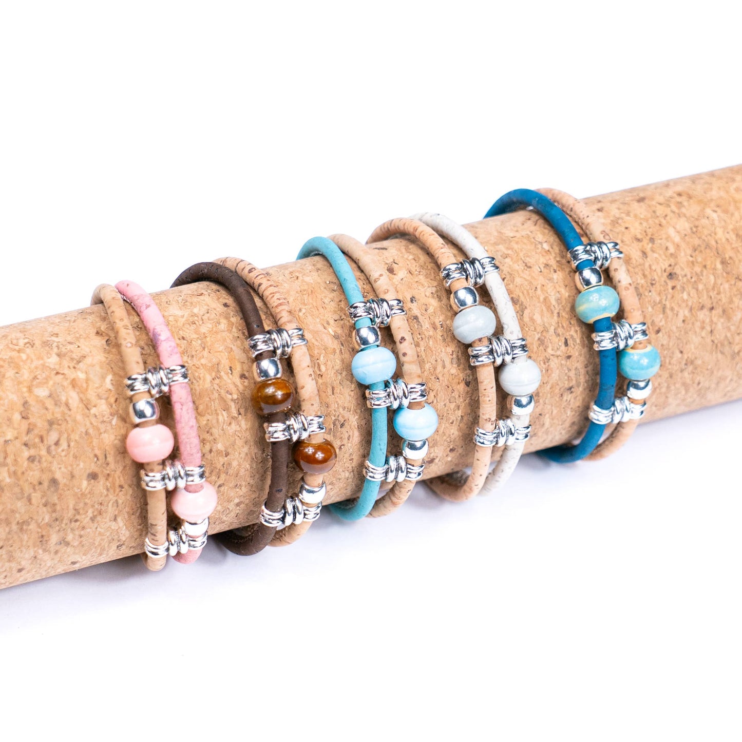 Colorful cork thread and ceramic beads handmade women's bracelet BR-425-MIX-5