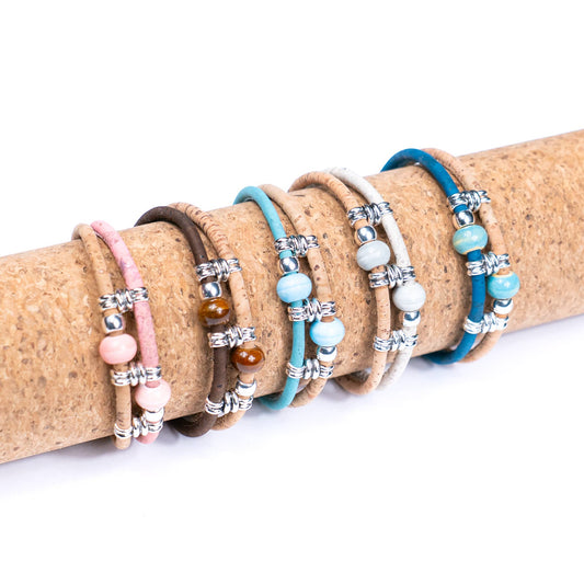 Colorful cork thread and ceramic beads handmade women's bracelet BR-425-MIX-5