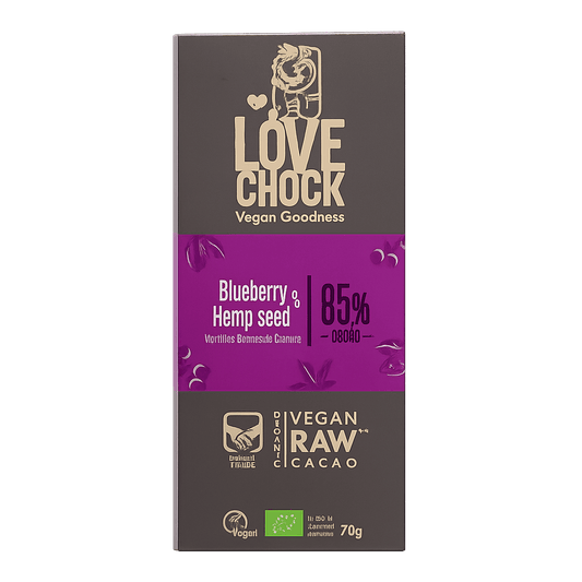 85% Dark Chocolate with Blueberries & Hemp Seeds - Só Verde