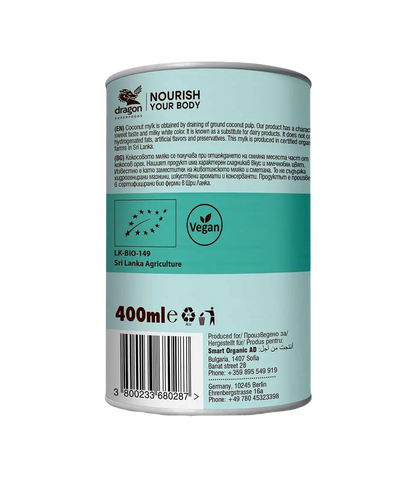 Leite de coco biológico 6% de gorduras 400g