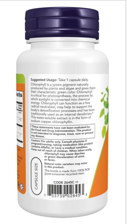 Cápsulas de clorofila 100 mg