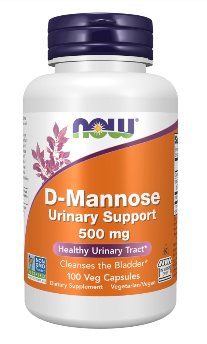 Cápsulas vegetais de D-manose 500 mg para suporte urinário