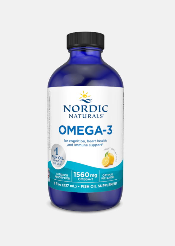 Omega-3 1560 mg Lemon Liquid, 473 ml — Anchovy & Sardine Oil (CONTAINS FISH)