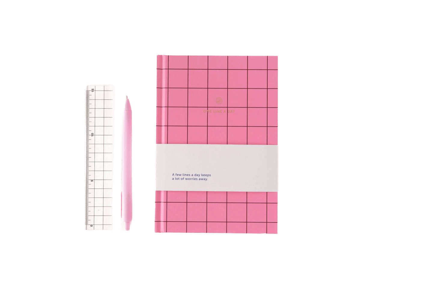 A-Journal One Line A Day - Pink Checkered - Só Verde