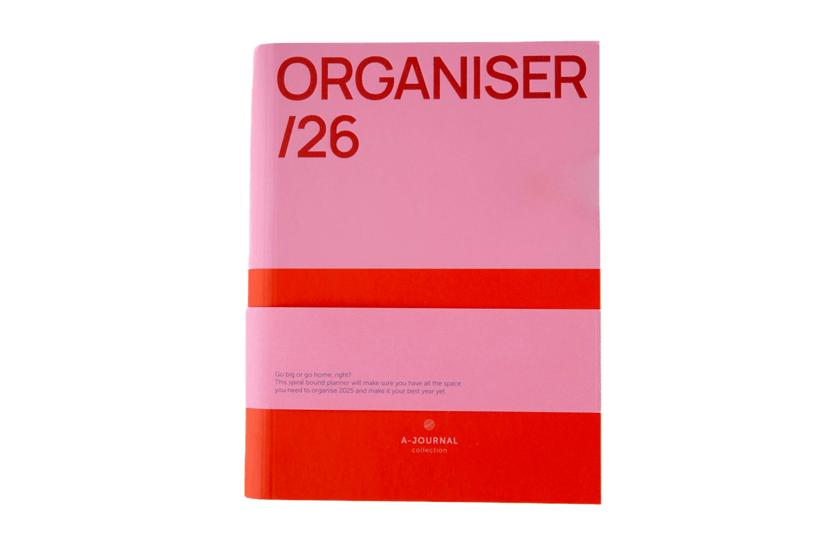 A-Journal Spiral Organiser 2026 - Pink Red - Só Verde