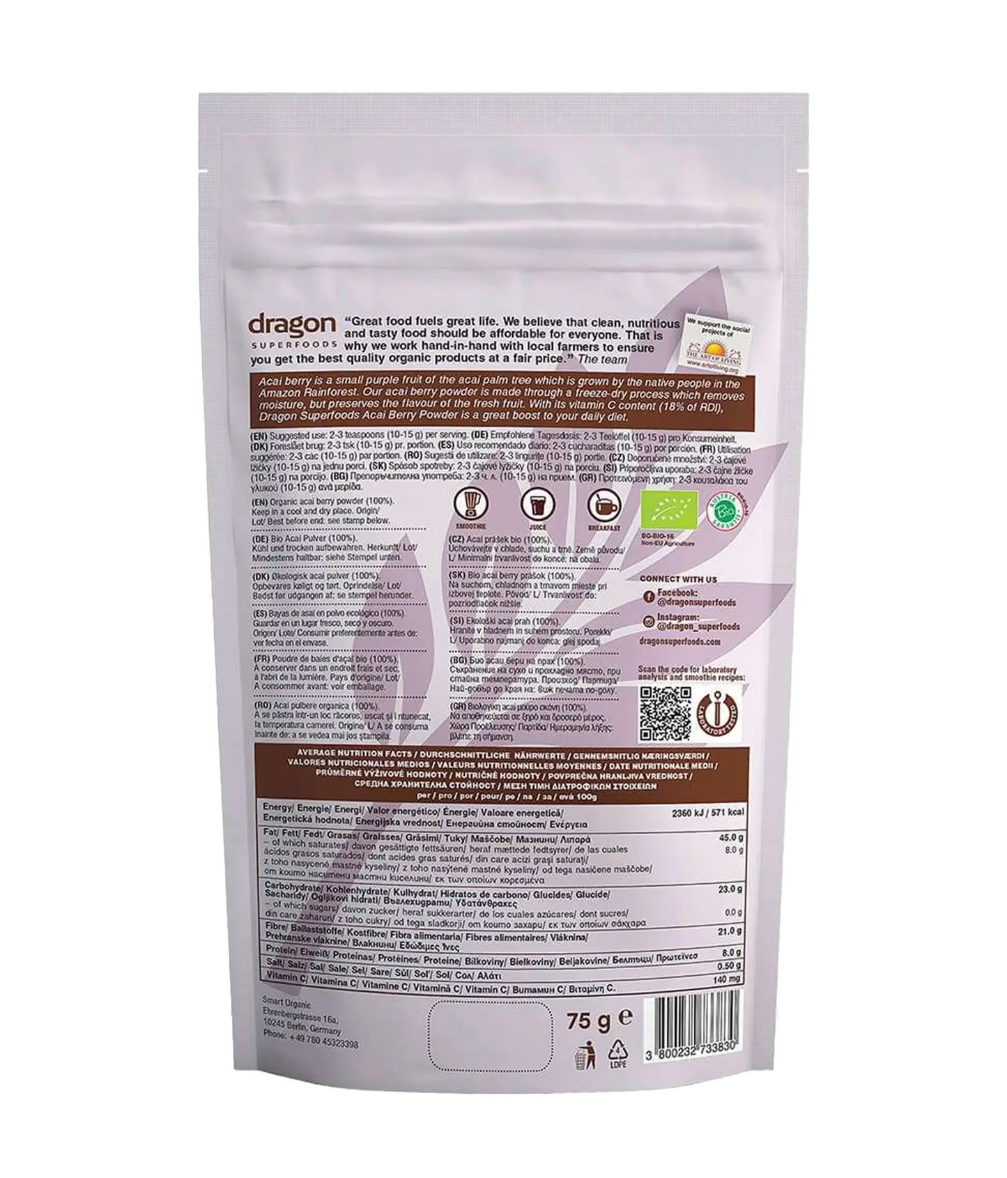 Acai Berry Powder freeze Dried - Só Verde