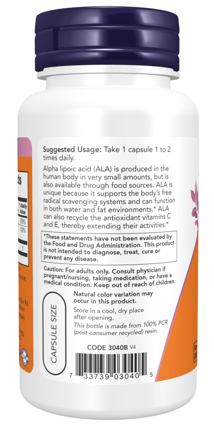 Alpha Lipoic Acid with Vitamins C & E, 100mg - Veg Capsules - Só Verde