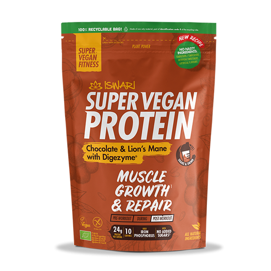 Iswari Super Vegan Protein Biológico – Chocolate e Juba de Leão 400 g