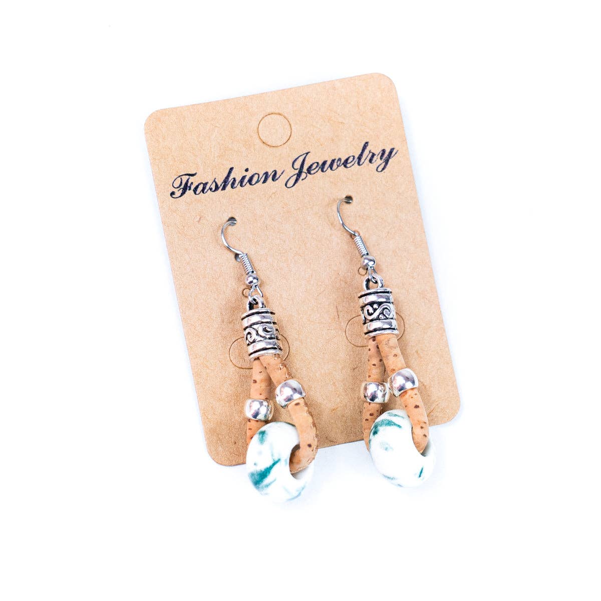 Cork and ceramic beads handmade earring ER-151-MIX-5