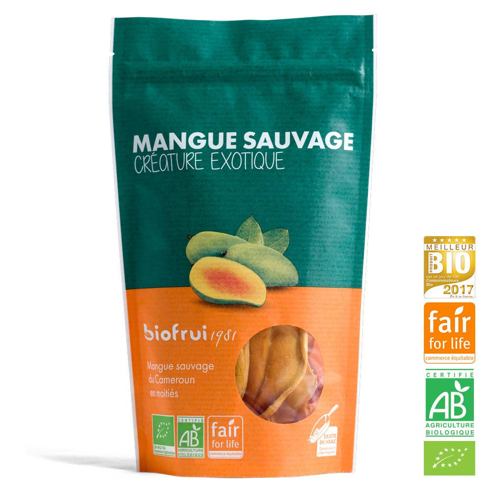Mitades de mango silvestre orgánico de comercio justo de Camerún deshidratado | 100 g