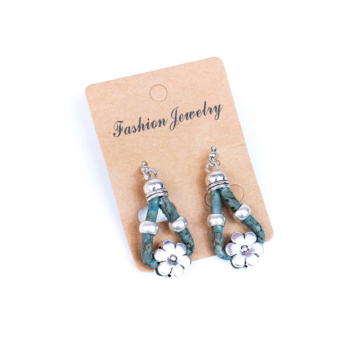 Cork and flower accessories handmade earring ER-170-MIX-5