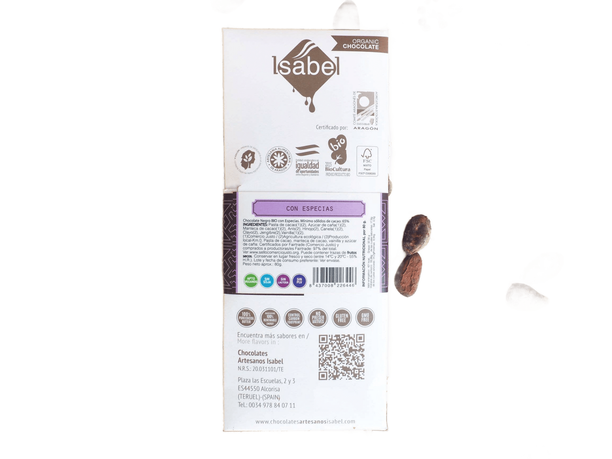 Box of Dark Chocolate Tablets with Spices - Só Verde