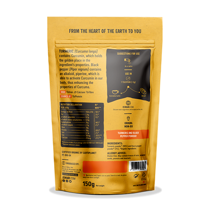 Iswari de curcuma em pó biológica com pimenta preta, 150 g