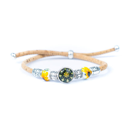 Natural cork cord and ceramic beads handmade women's fashion bracelet BR-456-MIX-5