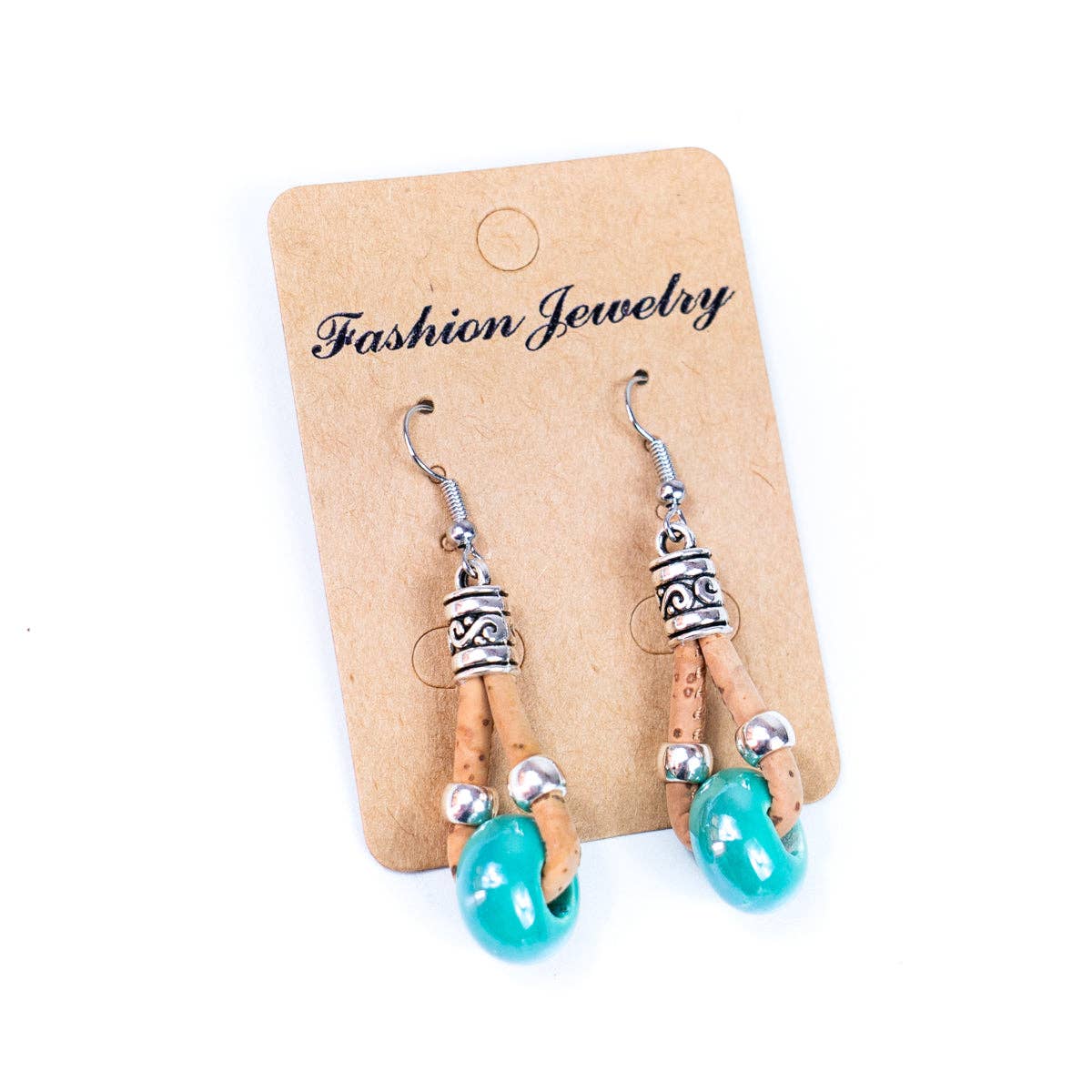 Cork and ceramic beads handmade earring ER-151-MIX-5