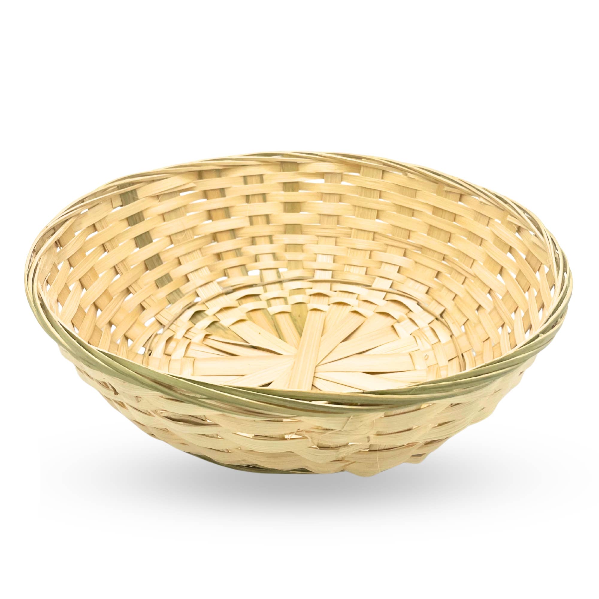 10x Round Bamboo Baskets - 30x9 cm